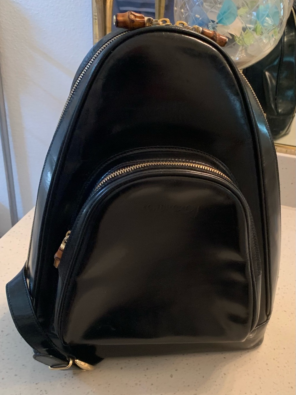 Authentic Gucci Black Men's Leather Sling Backpack - Modern Everyday Carry
